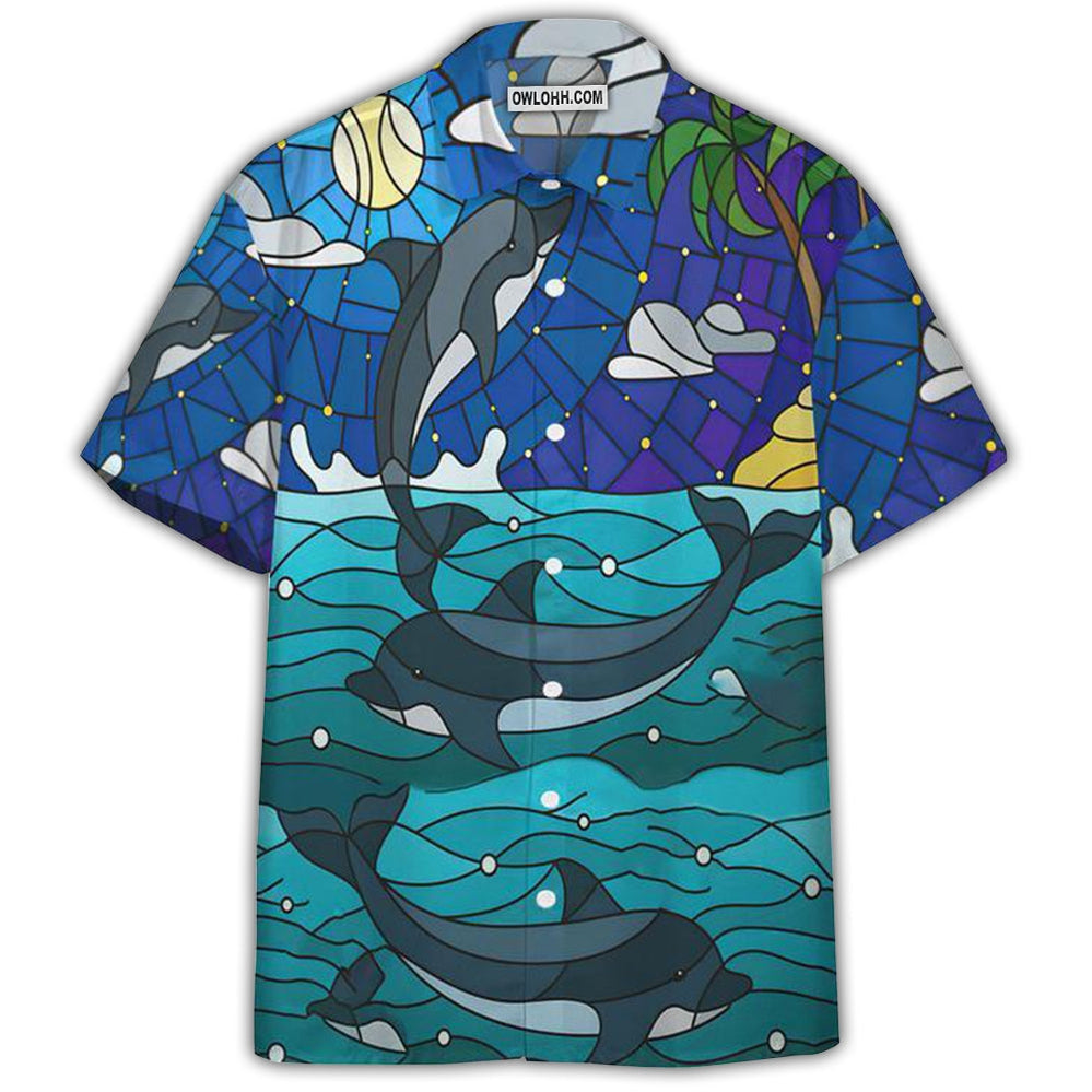 Dolphin Ocean Biology Into The Sea – Hawaiian Shirt  – Owl Ohh