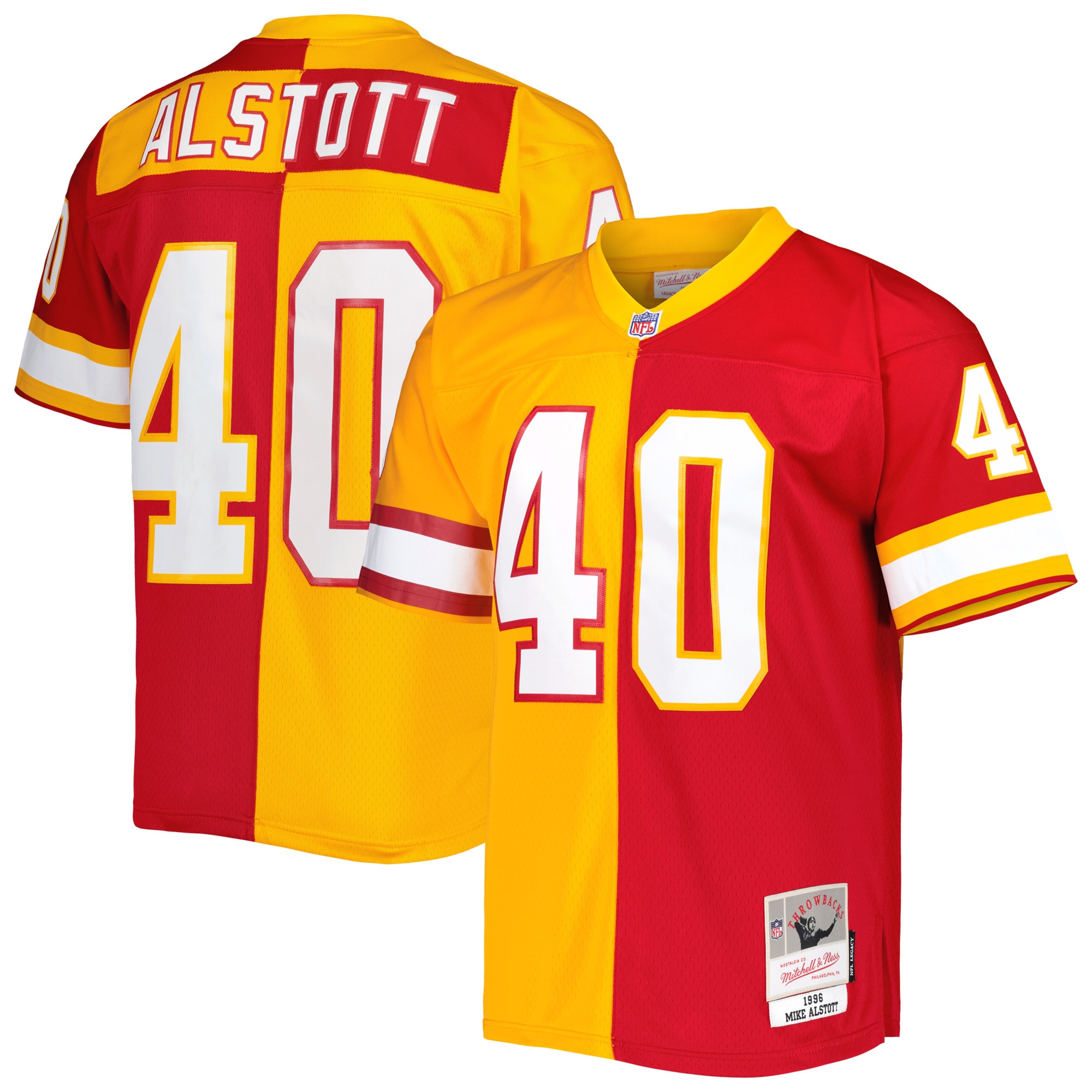 Mike Alstott Tampa Bay Buccaneers Mitchell & Ness 1996 Split Legacy Replica Jersey – Orange/Red