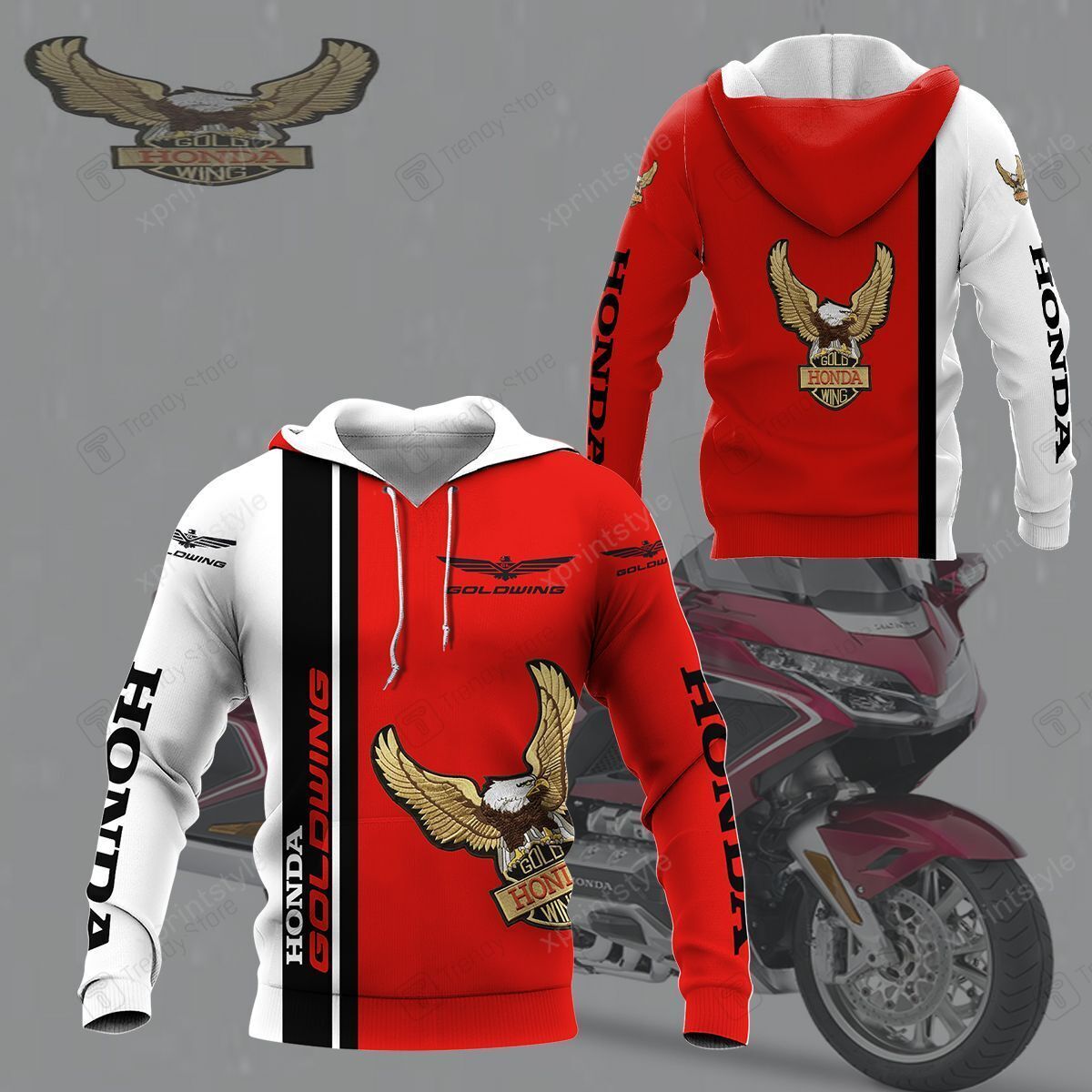 3D ALL OVER PRINTED HONDA GOLD WING SHIRTS VER 1 (RED)