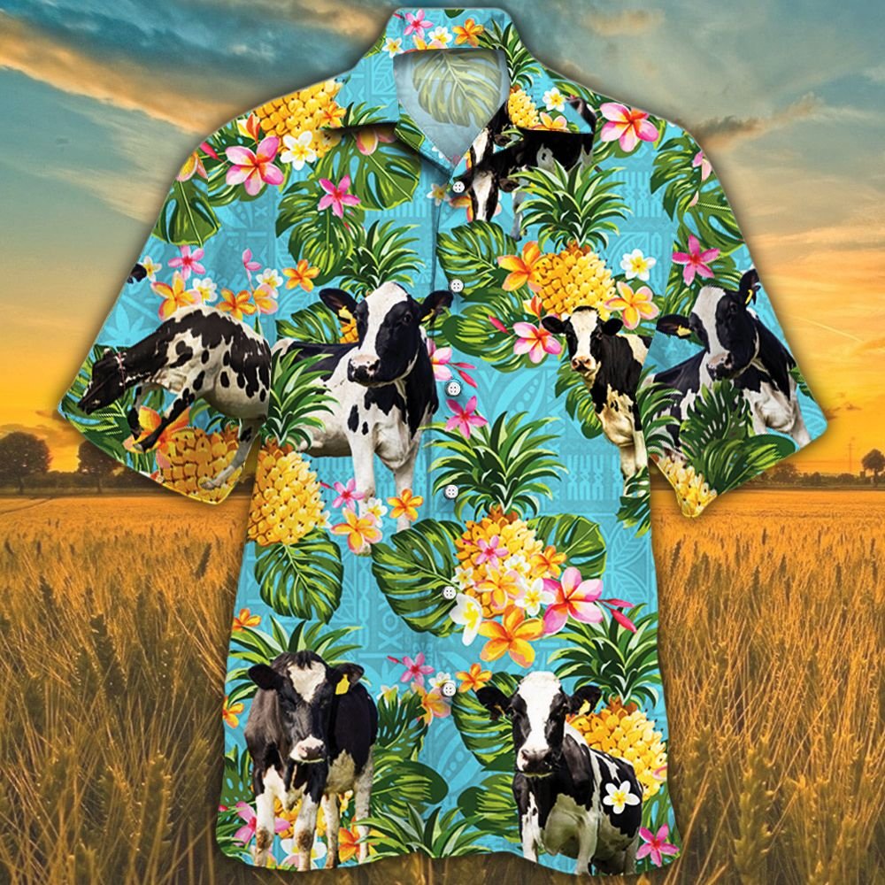 Holstein Friesian Cattle Lovers Pineapple Hawaii Shirt Ha10472