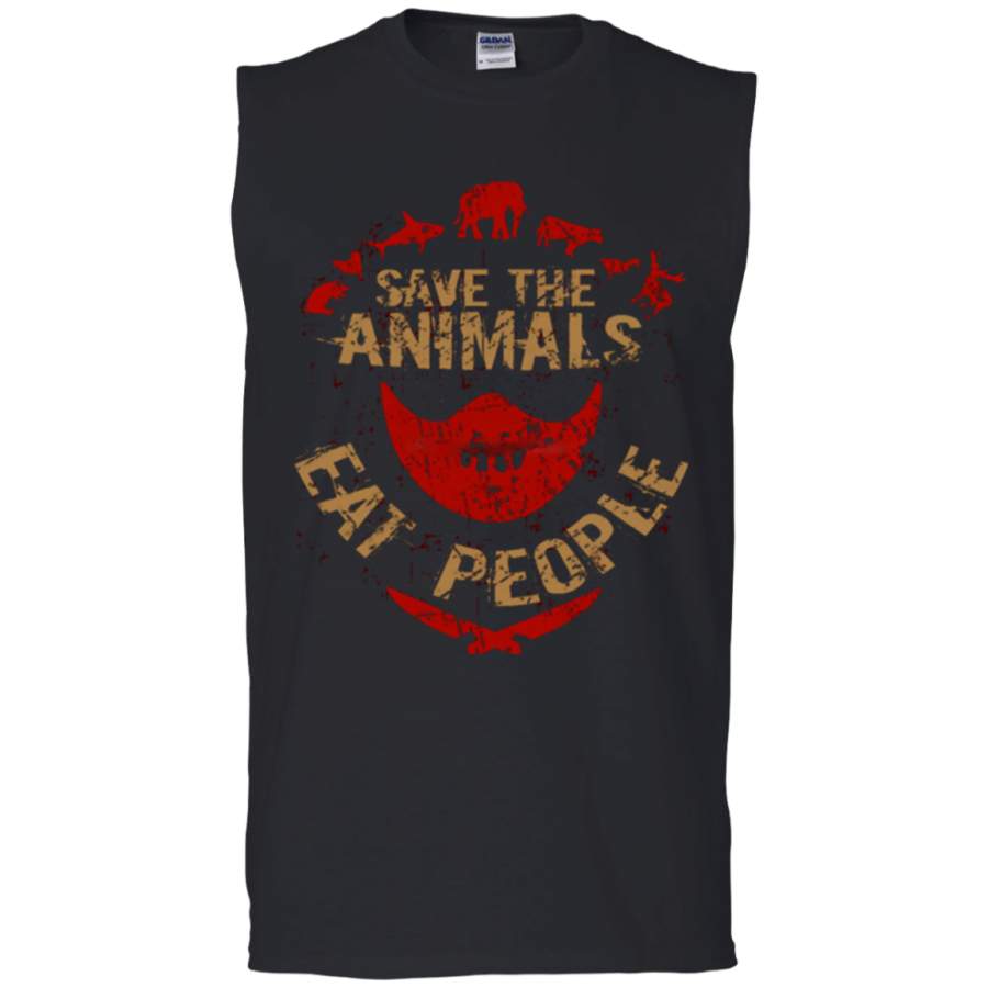 save the animals, EAT PEOPLE Men’s Ultra Cotton Sleeveless T-Shirt