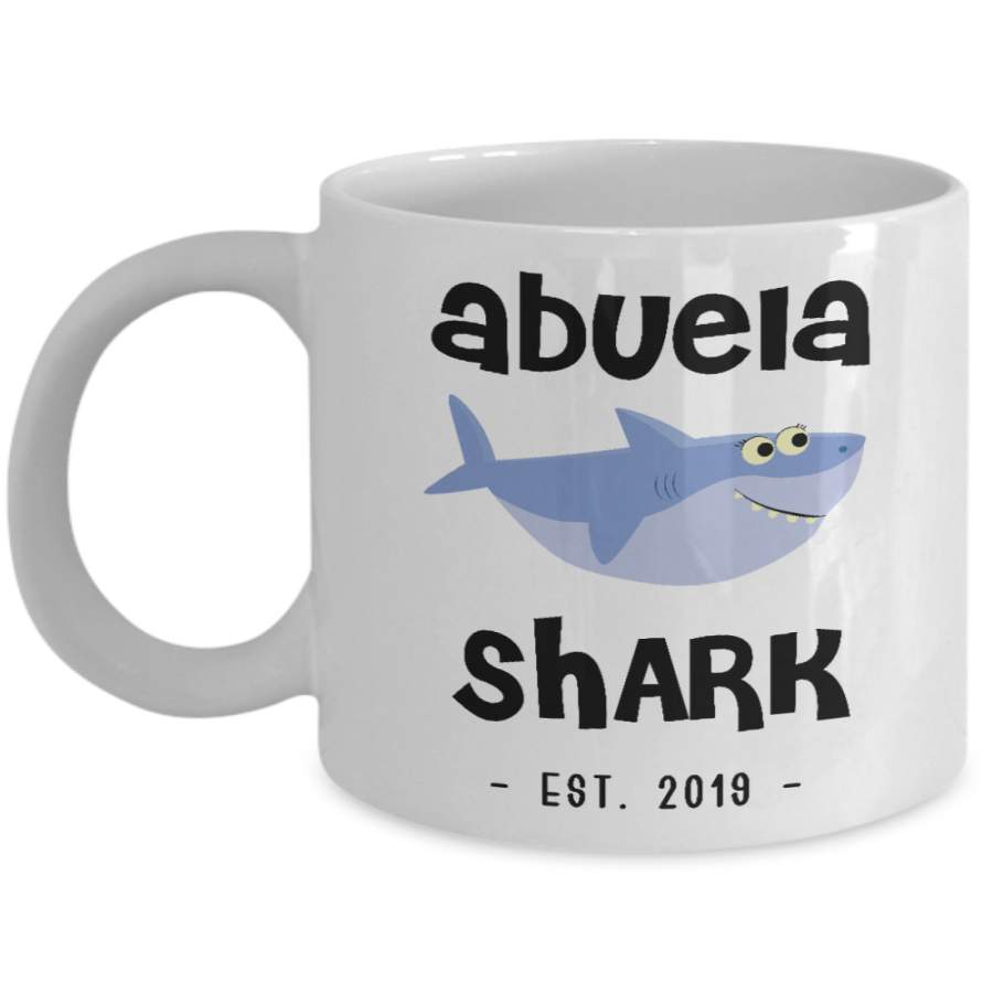 Abuela Shark Mug New Abuela Est 2019 Coffee Cup Do Do Do Expecting Abuelas Pregnancy Reveal Announcement Gifts