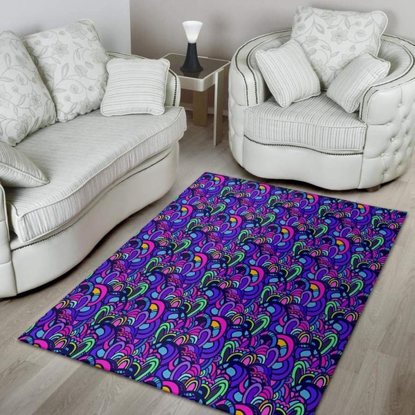 Blue Psychedelic Area Rug