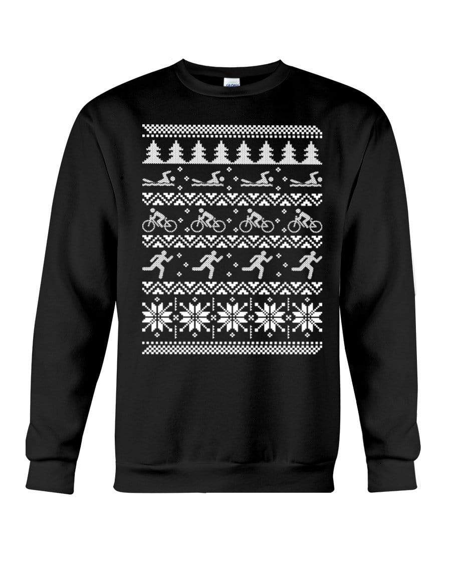 Tri Triathlon Xmas Crewneck Sweatshirt – Unisex – Sizes Small to 5XL Ugly Christmas Sweater