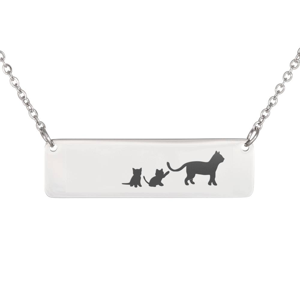 Mama Cat And 2 Kittens Necklace-Personalize With Your Own Message