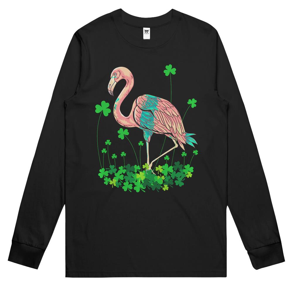 Irish Lucky Shamrock Flamingo Lovers Happy St Patrick’S Day Long Sleeve T Shirts