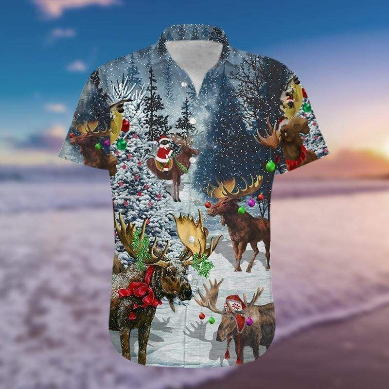 High Quality Christ Moose Merry Christmas Hawaii Shirts Ha55111