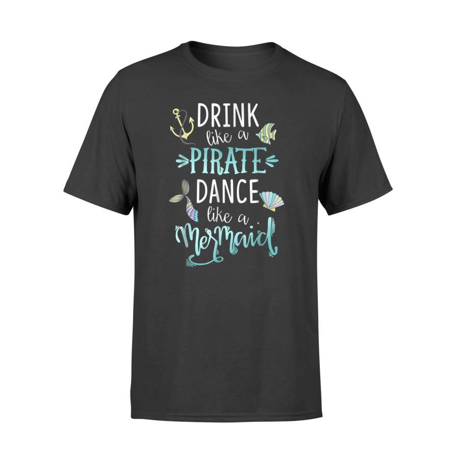 Drink Like A Pirate Dance Like A Mermaid Funny Summer Hawaiian Mama Penguin Luau For Women T-Shirt