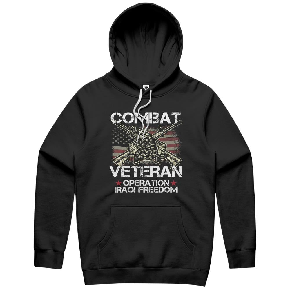 Combat Veteran Iraqi Freedom Military Usa American Flag Gift Hoodie