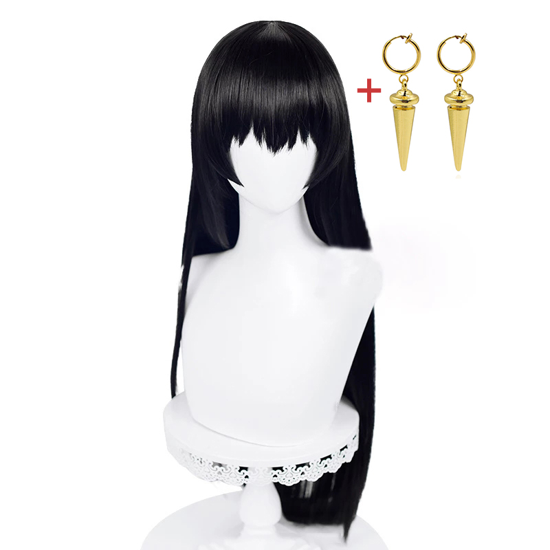 Anime Spy X Family Yor Forger Cosplay Wig Yor Forger Black Long 80cm Fake Hair Heat Resistant Women Halloween Earrings alx