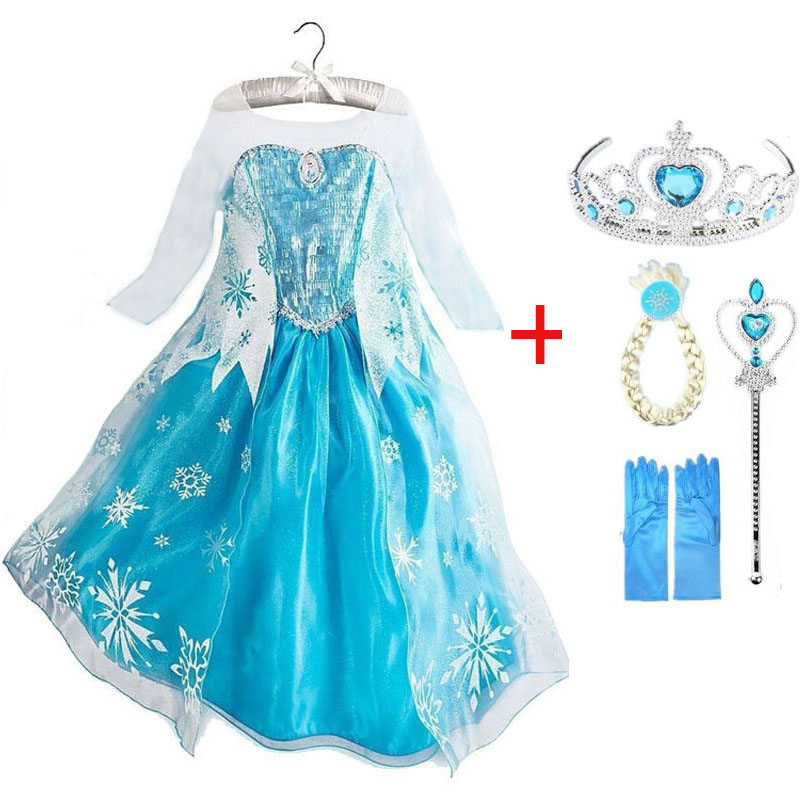 2021 Girls Elsa Dress Kids Summer Dress Princess Cosplay Costume Dresses For Children Halloween Christmas Birthday Fancy Party V alx