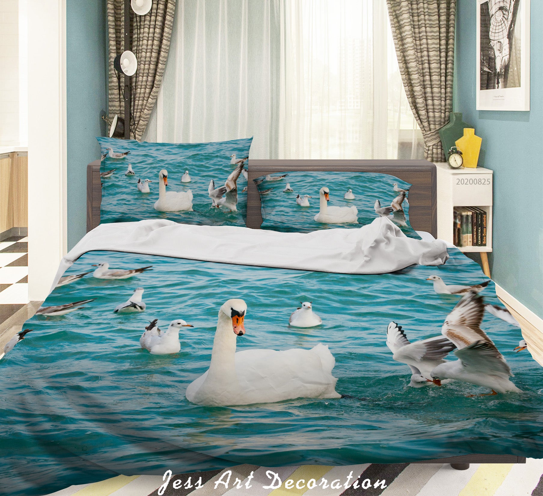 3D Nature Animal Swan Quilt Cover Set Bedding Set Duvet Cover Pillowcases Wj 3318