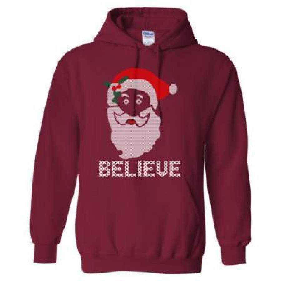 AGR Santa Jesus Believe Christmas Ugly Sweater Xmas – Heavy Blend™ Hooded Sweatshirt