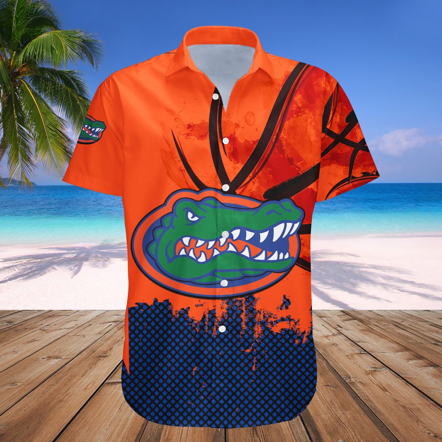 Florida Gators Hawaii Shirt Basketball Net Grunge Pattern – NCCA