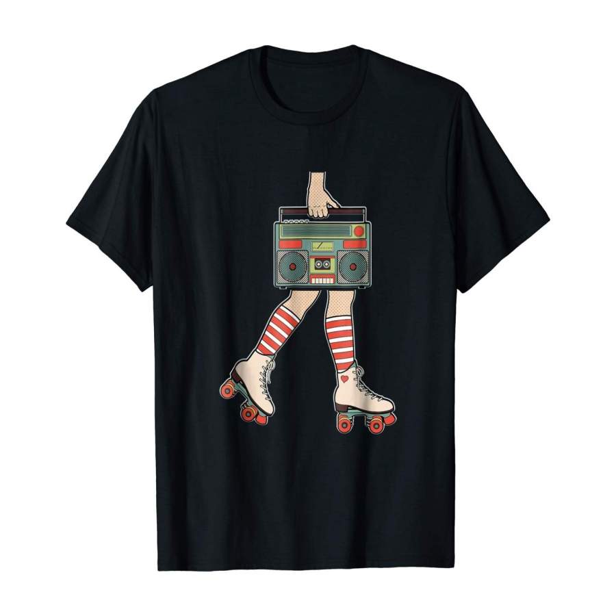 Men’S Fashion T-Shirt 80’S Rollerskates T-Shirt Vintage Roller Skating Disco Girl Men Cotton T Shirt