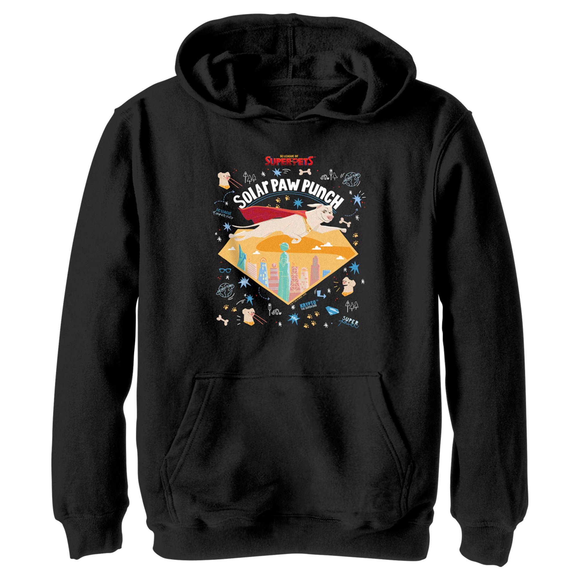 Boy’S Dc League Of Super-Pets Krypto Solar Paw Punch Pull Over Hoodie