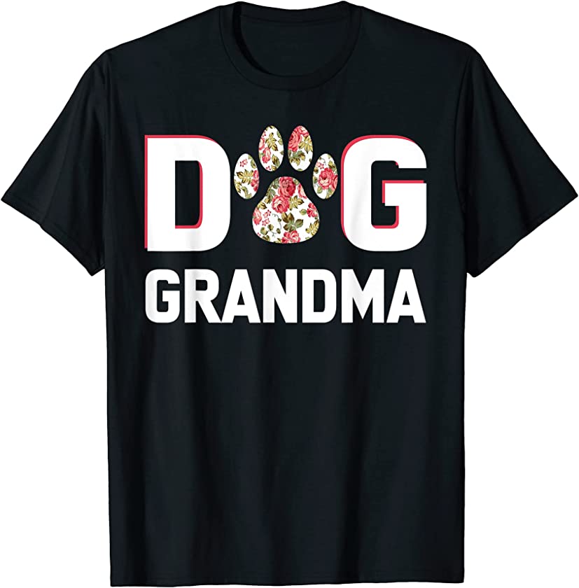 Dog Grandma Flower Puppy Dog Lover T-Shirt