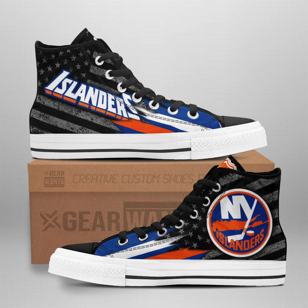 New York Islanders High Top Shoes Custom American Flag Sneakers