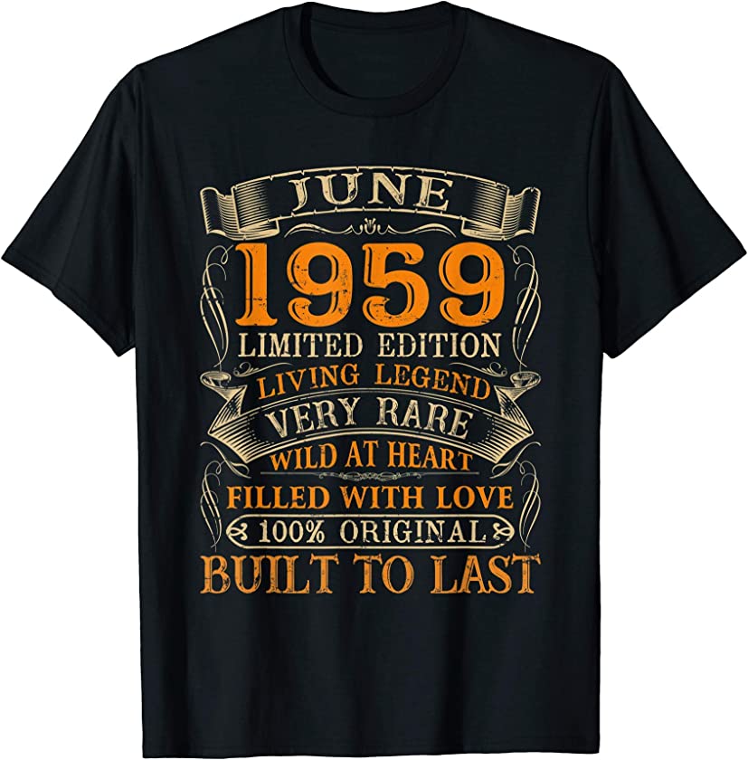 Vintage June 1959 Shirt 62 Years Old 62nd Birthday Gifts T-Shirt