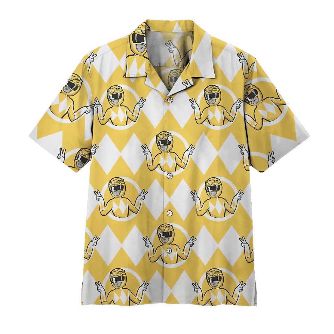 Gearhuman Mighty Morphin Power Rangers Yellow Ranger Hawaiian Shirt Ha85721