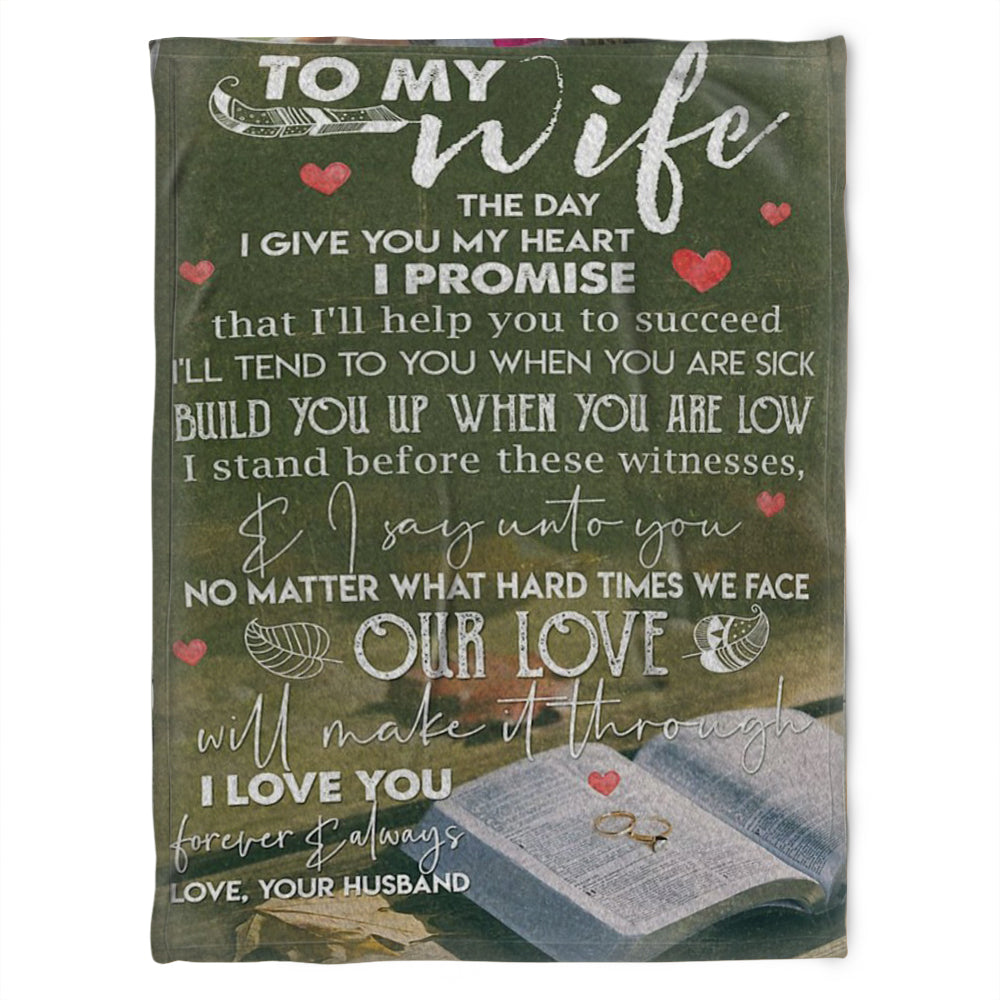 To My Wife Blanket, Fleece Blanket,The Day I Give You My Heart,Gift For Wife Family Home Decor Bedding Couch Sofa Soft And Comfy Cozy