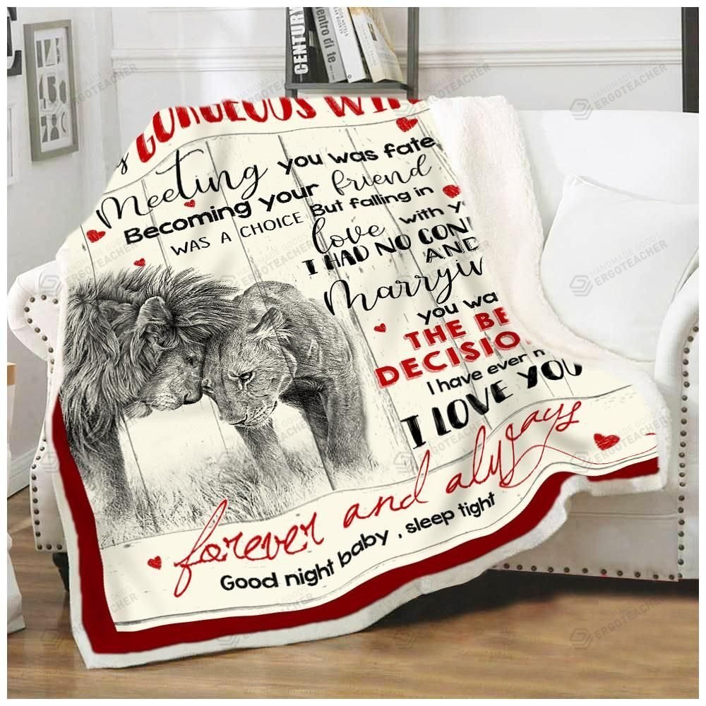 To My Gorgeous Wife Lion Cl2509105mdf Sherpa Fleece Blanket