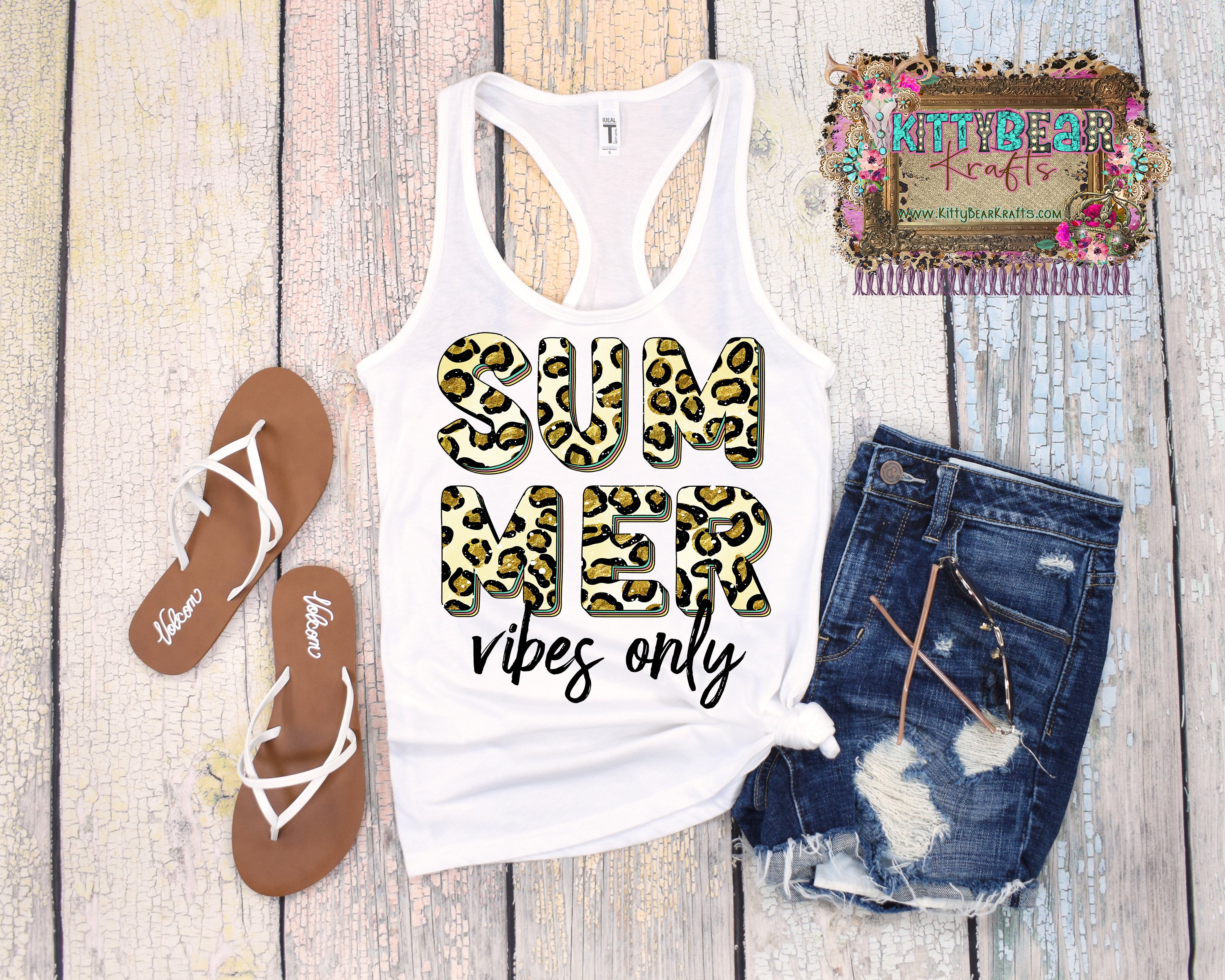 Summer Vibes Only Leopard Racerback Tank Top