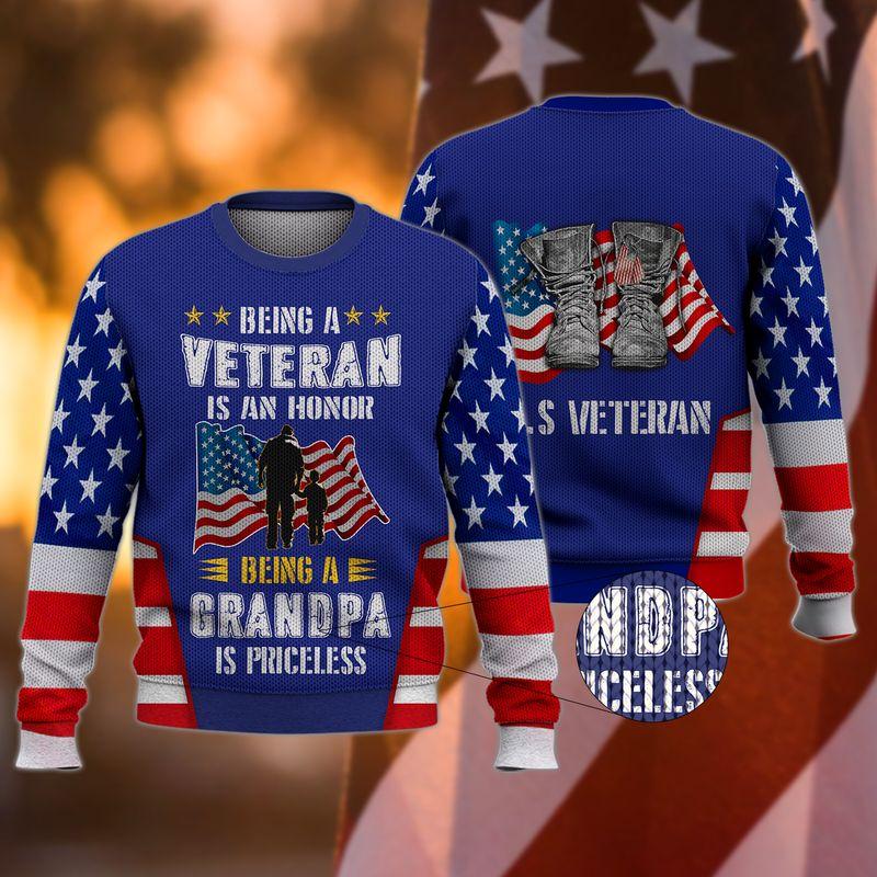 Being A Veteran Is An Honor Ugly Christmas Sweater | For Men & Women | Adult | Us5338