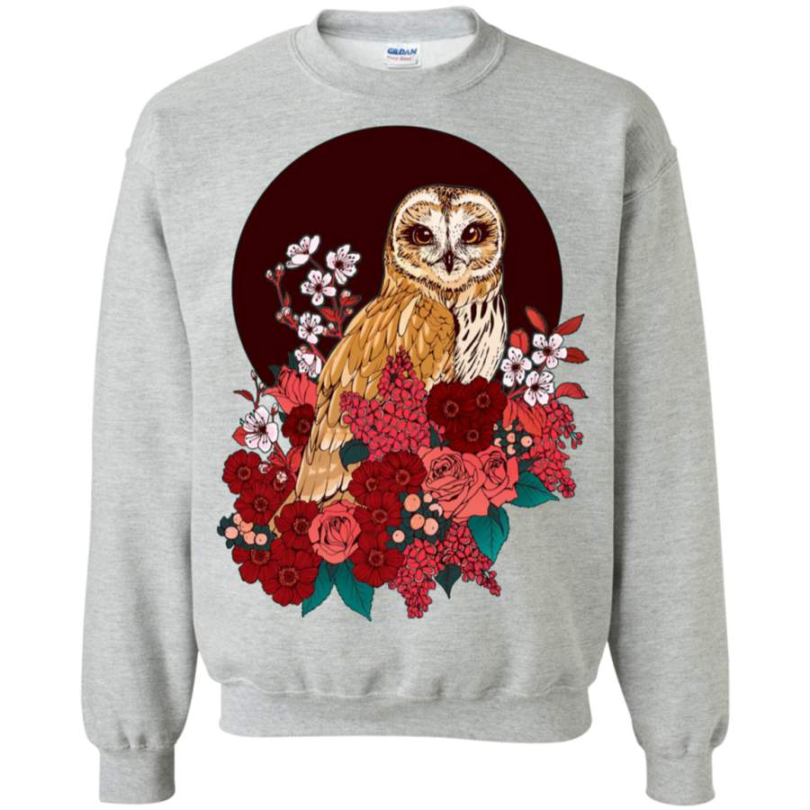 AGR Owl Floral Eclipse Crewneck Pullover Sweatshirt