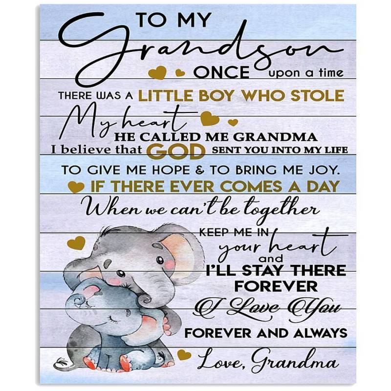 From Grandma With Lovely Messages To Grandson Who Loves Elephant Vertical Poster