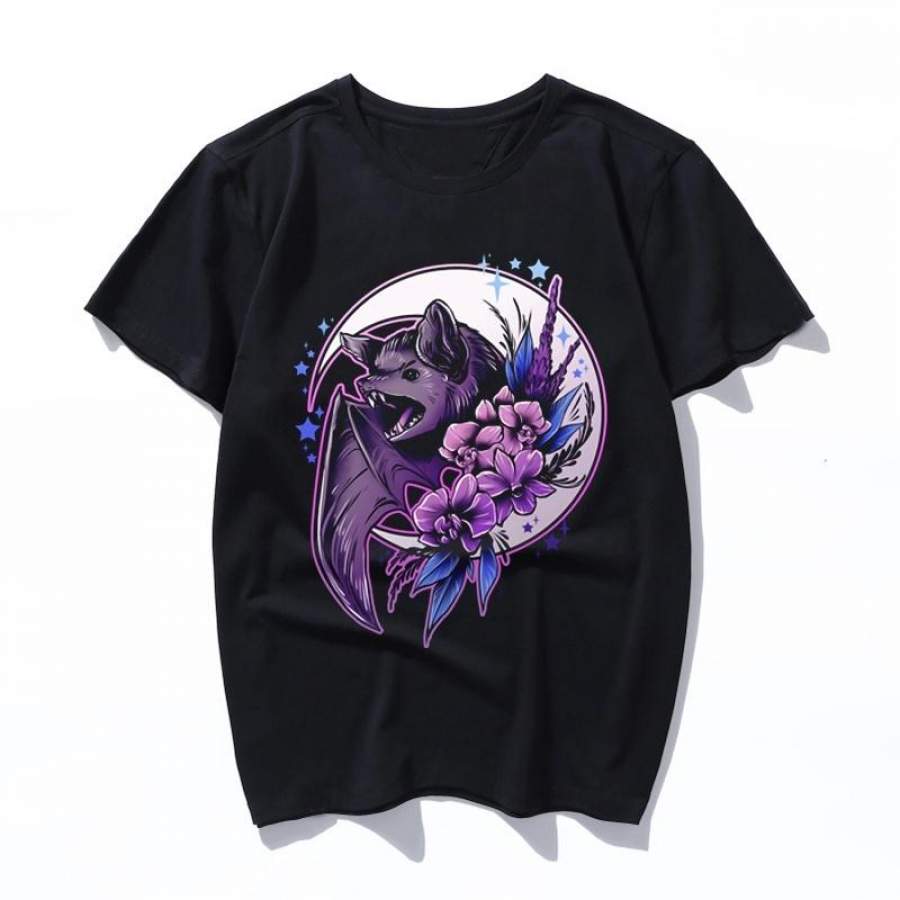 bat and orchids Summer Fashion Tops Tee Tumblr Girls Shirt Aesthetic Clothing Kawaii casual Harajuku Unisex T-Shirt