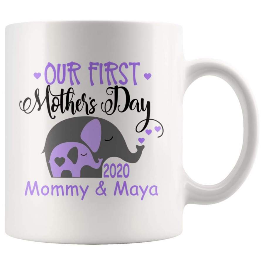 Sherri L Personalized Our First Mothers Day Mug Elephants