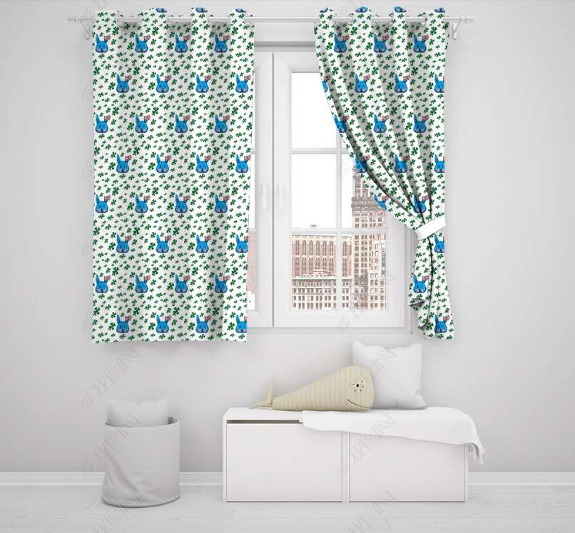 3D Hand Drawn Animal Rabbit Curtains And Drapes Lqh 207