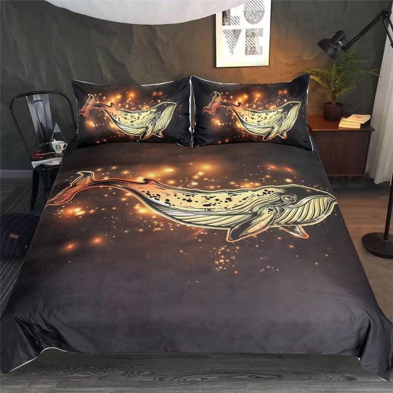 Golden Humpback Whale 3D Customize Bedding Set Duvet Cover Set Bedroom Set Bedlinen