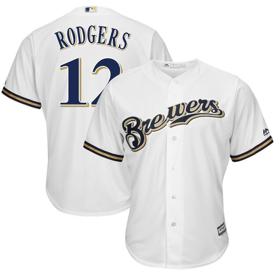 Aaron Rodgers Milwaukee Brewers Majestic NFL X MLB Crossover Cool Base Player Jersey White 2019