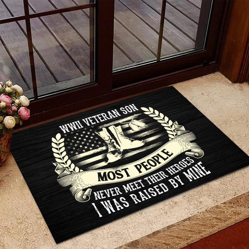 Veteran Doormat, Welcome Rug, Wwii Veteran Son Most People Never Meet Their Heroes Door Mats