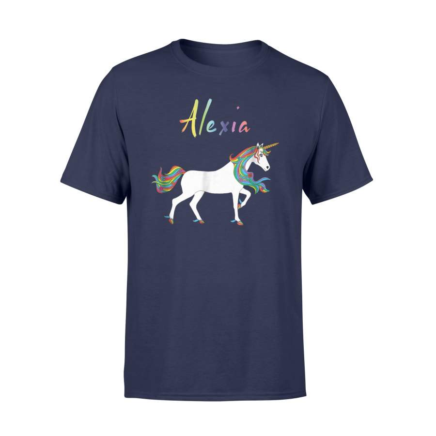 Alexia Personalized Unicorn With Name Rainbow Colors T Shirt