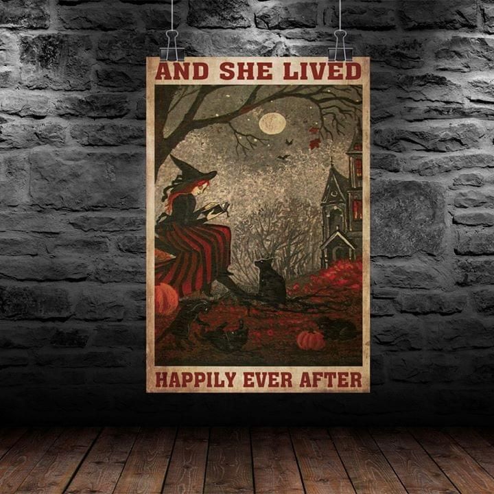 Halloween Witches She Lived Happily Ever After Poster Canvas Poster Canvas