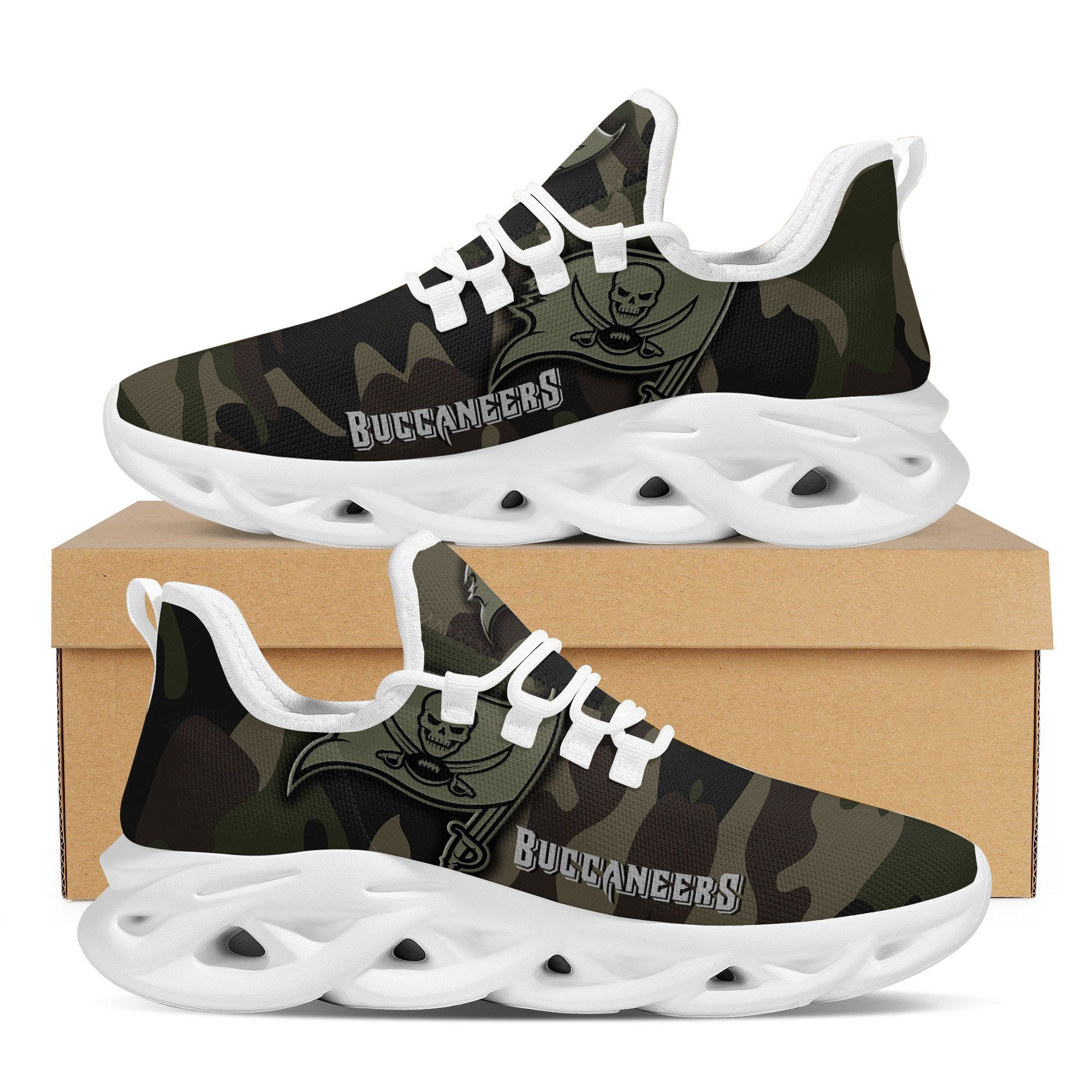 Tampa Bay Buccaneers Camo Camouflage Design Trending Max Soul Clunky Sneaker Shoes For Mens Womensamerican Football Team Fans