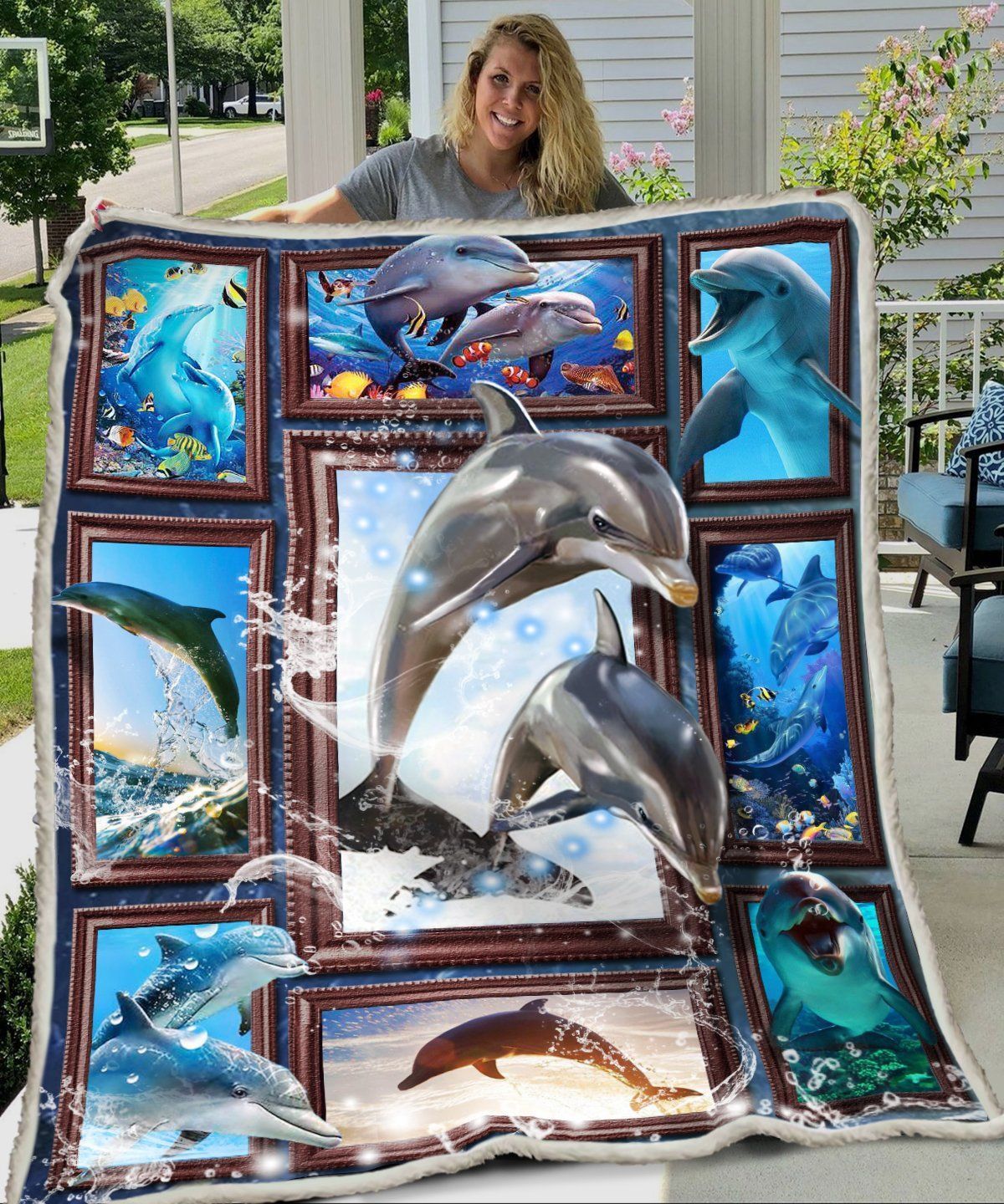 3D Huge Dolphin CLX1301007S Sherpa Fleece Blanket