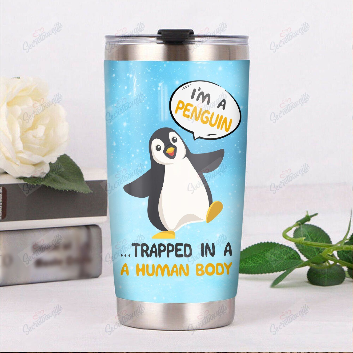 Personalized Penguin Th1710257Cl Stainless Steel Tumbler Customize Name, Text, Number