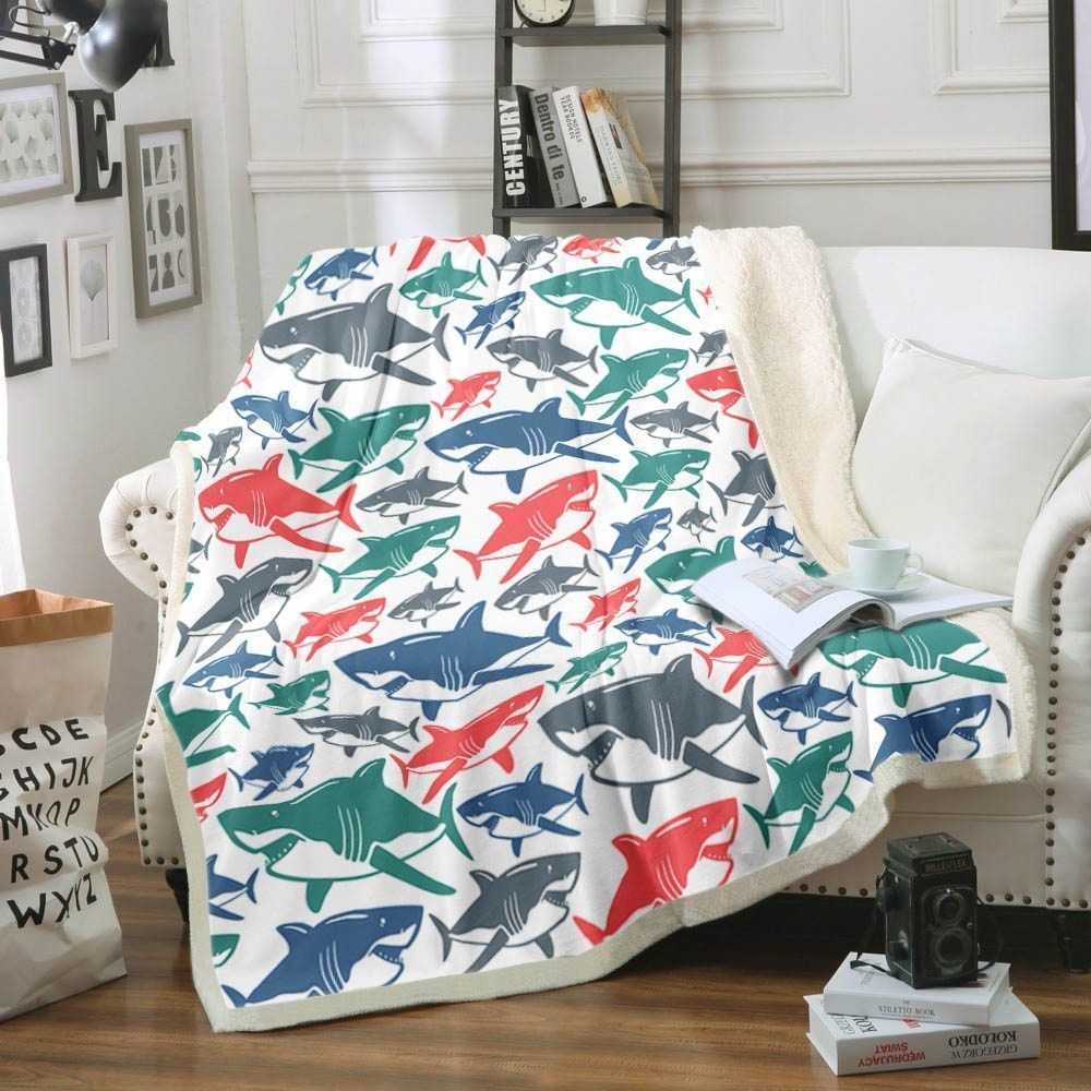 Shark Sherpa Fleece Blanket KOND