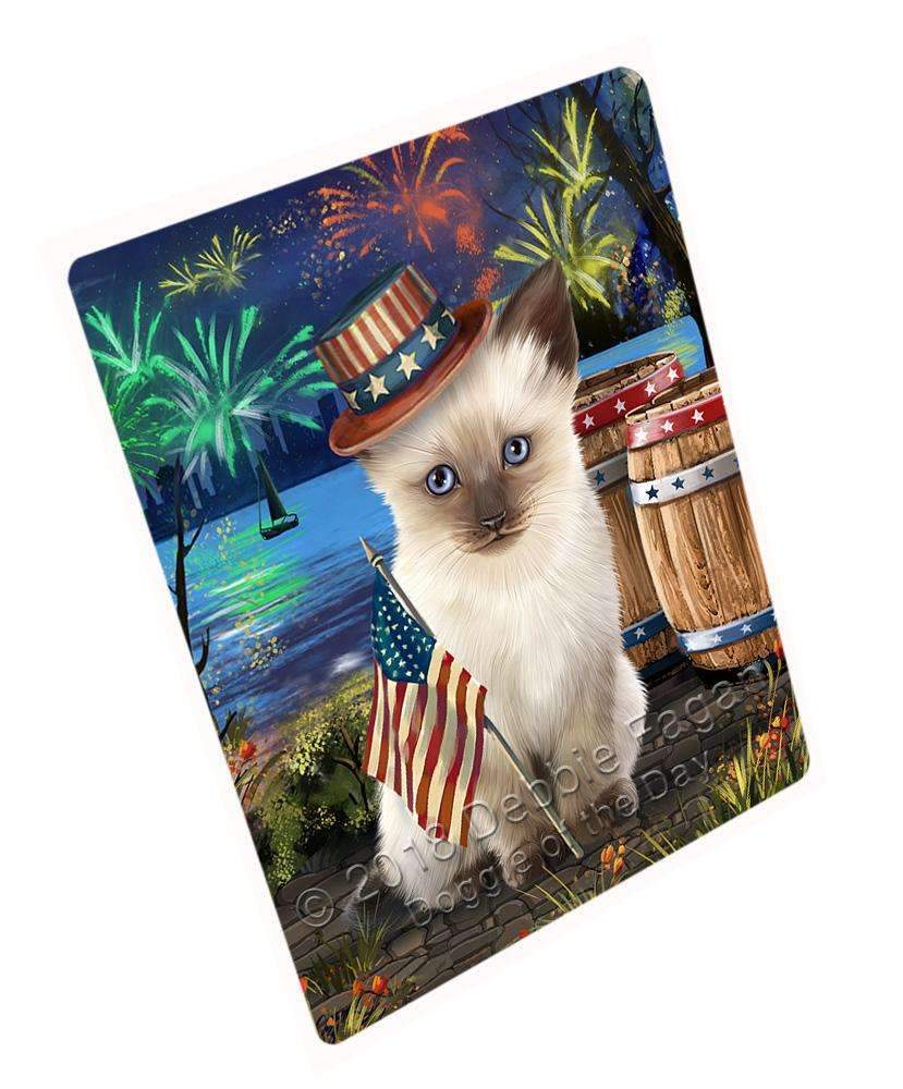 4Th Of July Independence Day Fireworks Siamese Cat At The Lake Blanket Blnkt77160