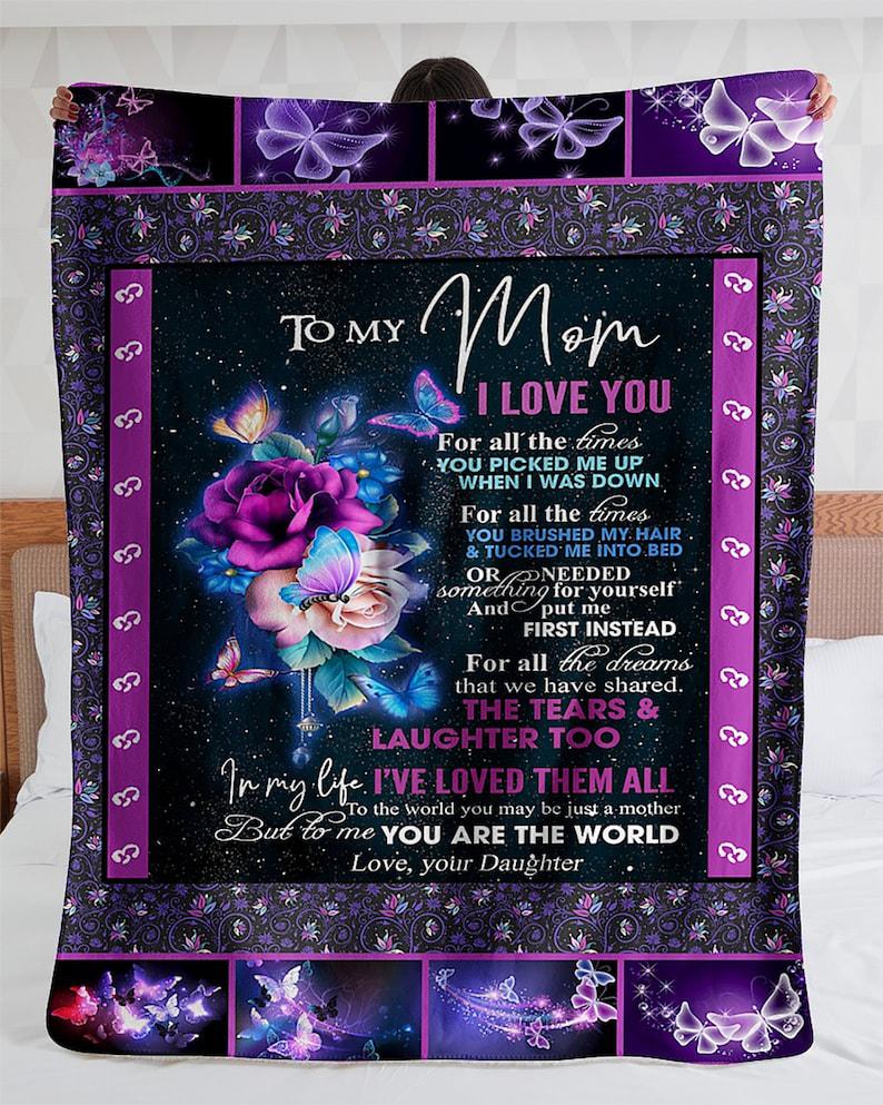 To My Mom Blanket,Gift From Daughter,Cozy Premium You Are The World,Mother’S Day,Birthday Gift For Mom Family Home Decor Bedding Couch Sofa Soft And Comfy Cozy