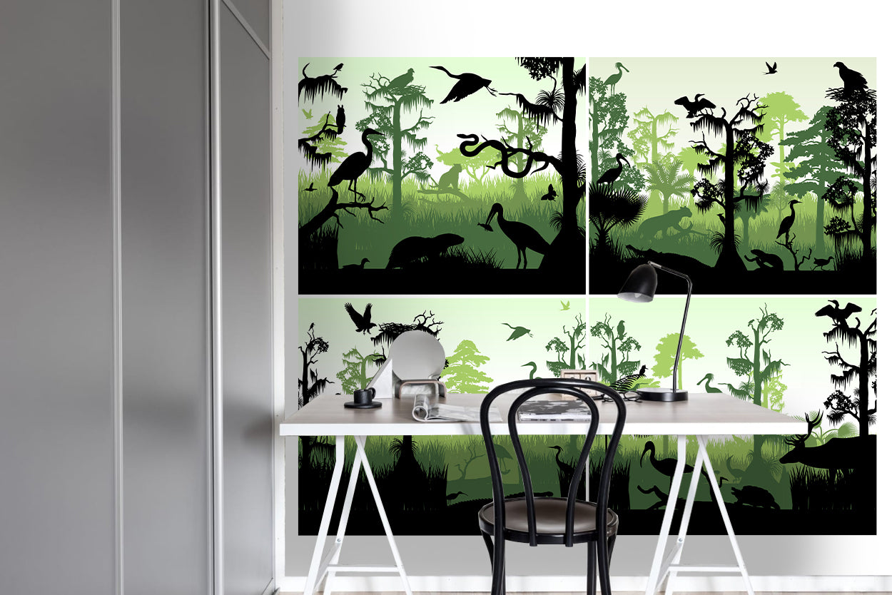 3D Green Forest Jungle Animal Wall Mural Wallpaper 23