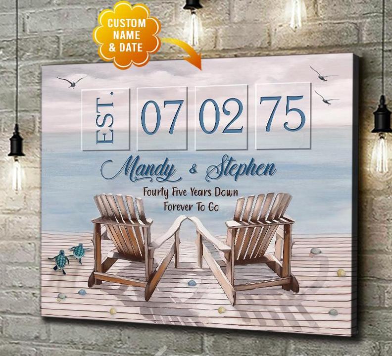 Personalized Name Text And Canvas, Poster Wedding Anniversary Gift Idea For Couple