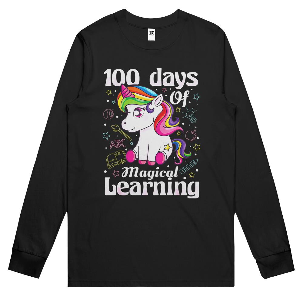 100Th Day Of School Unicorn Girls 100 Days Of School Long Sleeve T Shirts