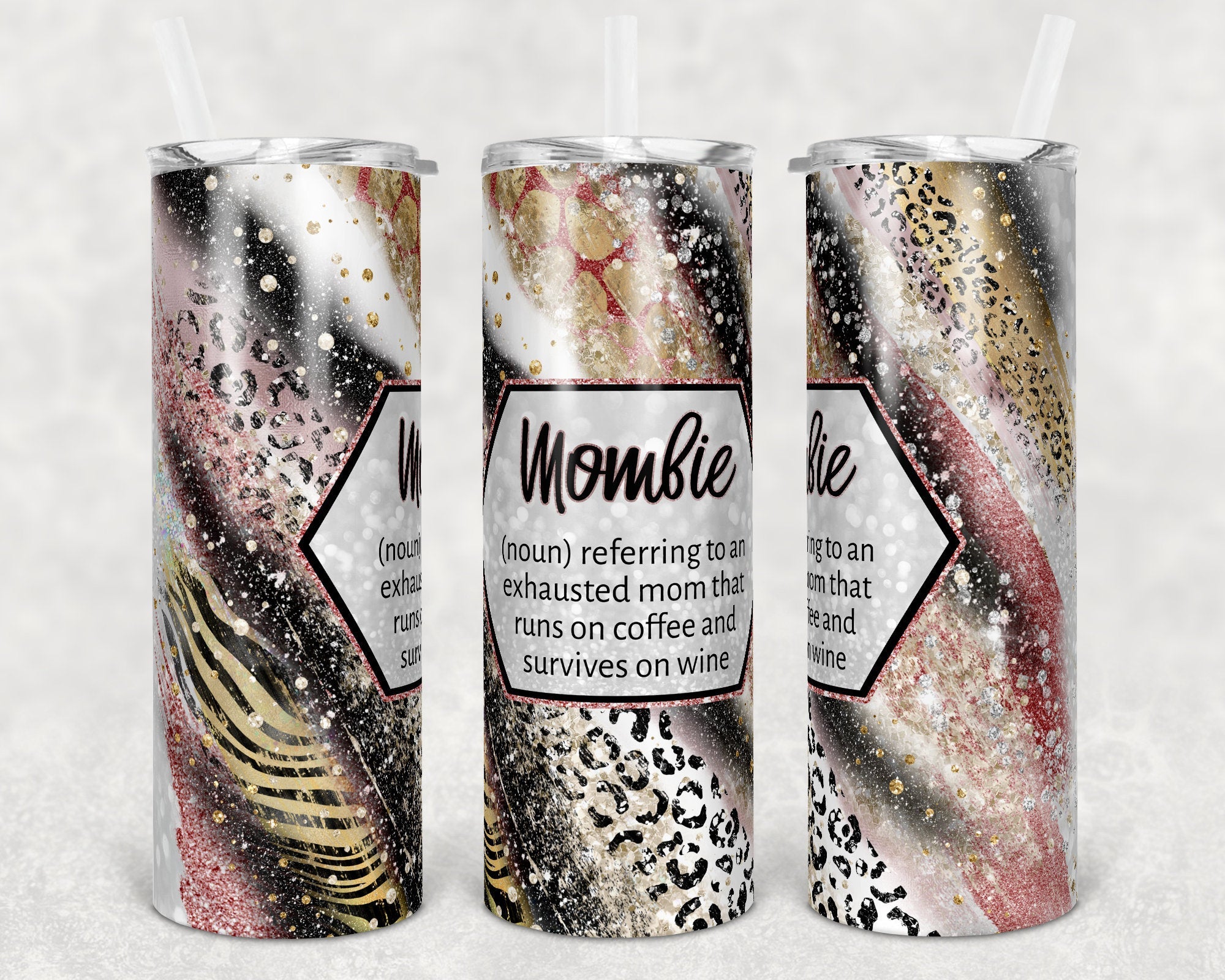 Agate Milky Way Sassy Mombie Safari Animal Skinny Tumbler