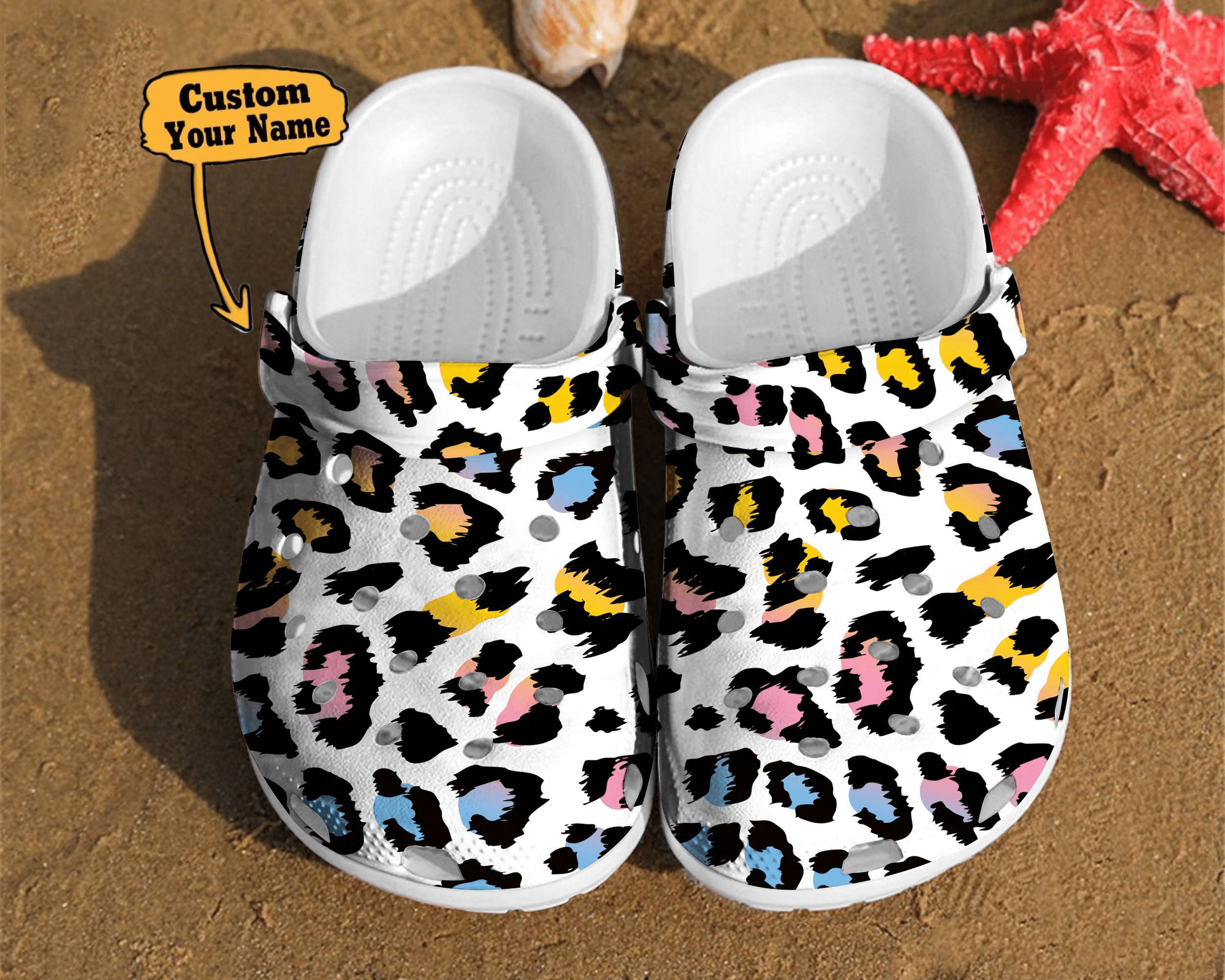 Leopard Crocs – Leopard Print Colorful Glitter Fur Cheetah Gift Clog Shoes