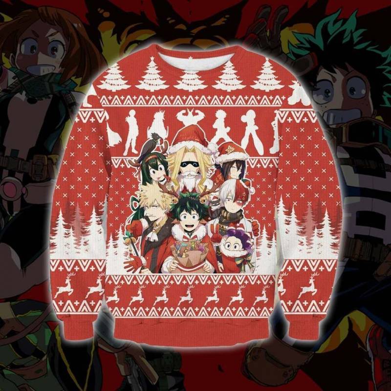 Boku No Hero  Knitting Pattern 3D Print Ugly Christmas Sweatshirt